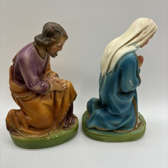 Vintage Chalkware Mary & Joseph Nativity Figures 7" Tall - Picture 7 of 10